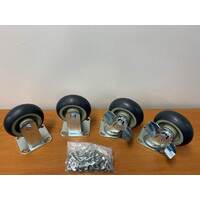 Castors Set   5"  (127.3mm)  Wheels (2x Swivel locking & 2x Fixed) - Includes Fasteners